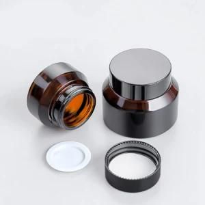 Cosmetic Glass Jars with Black Cap for Sale