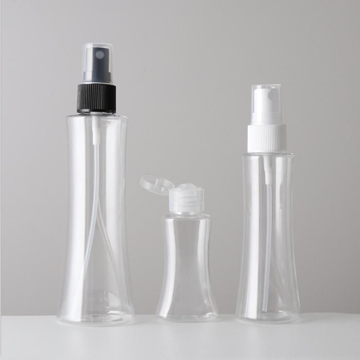 25ml 60ml 120ml Customized Waist Closing Bottle Pet Plastic Bottle with Flip Top Cap or Mist Spray Head