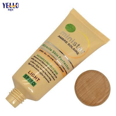 Factory Supply Eco Friendly Cosmetic Plastic Tube Sunscreen Container Plastic Sun Block Tube with Bamboo Cap