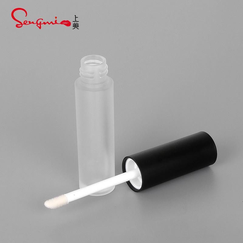 Hot Sale 2.5ml Matt Black Top Clear Tubes Plastic Lip Gloss Packaging Lip Gloss Tubes Black Lip Gloss Tube with Black Wands