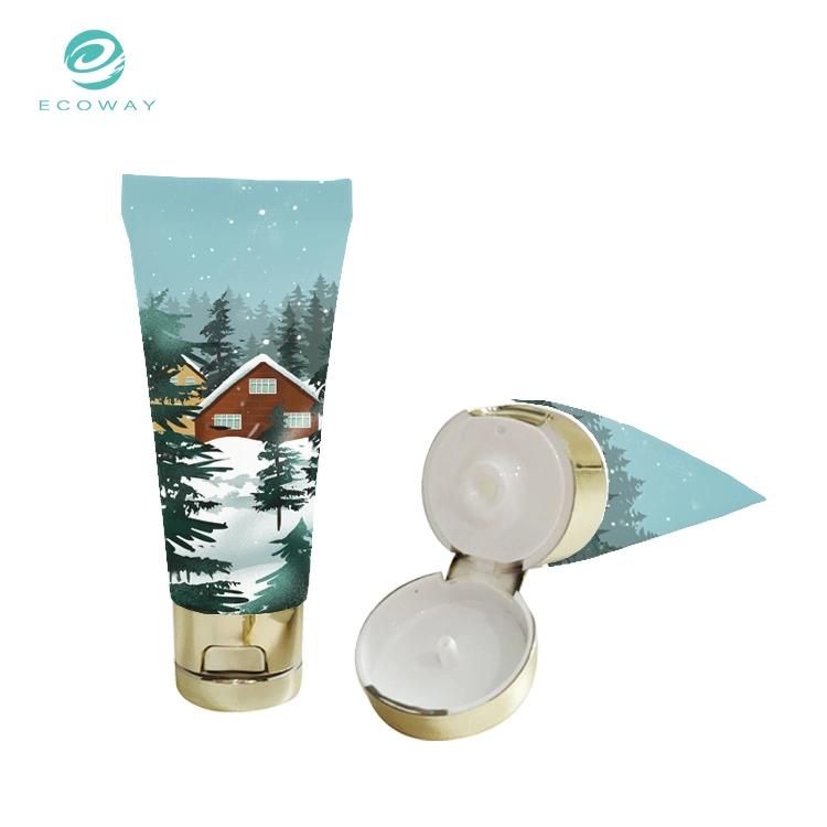 PE 40ml Gold Plating Flip White Note Head Snow View Wooden House Picture Tube