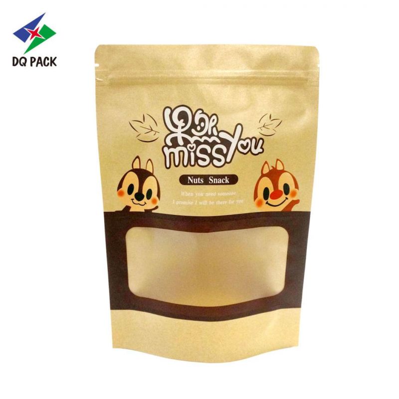 Customized Printing Kraft Paper Pouch Stand up Zipper Pouch Nuts Snack Pouch