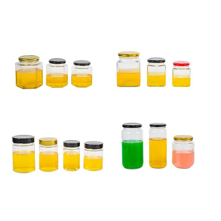 Honey Glass Jar Hexagon Glass Jar with Lids Dipper 16 Oz 500ml 13 Oz 380ml