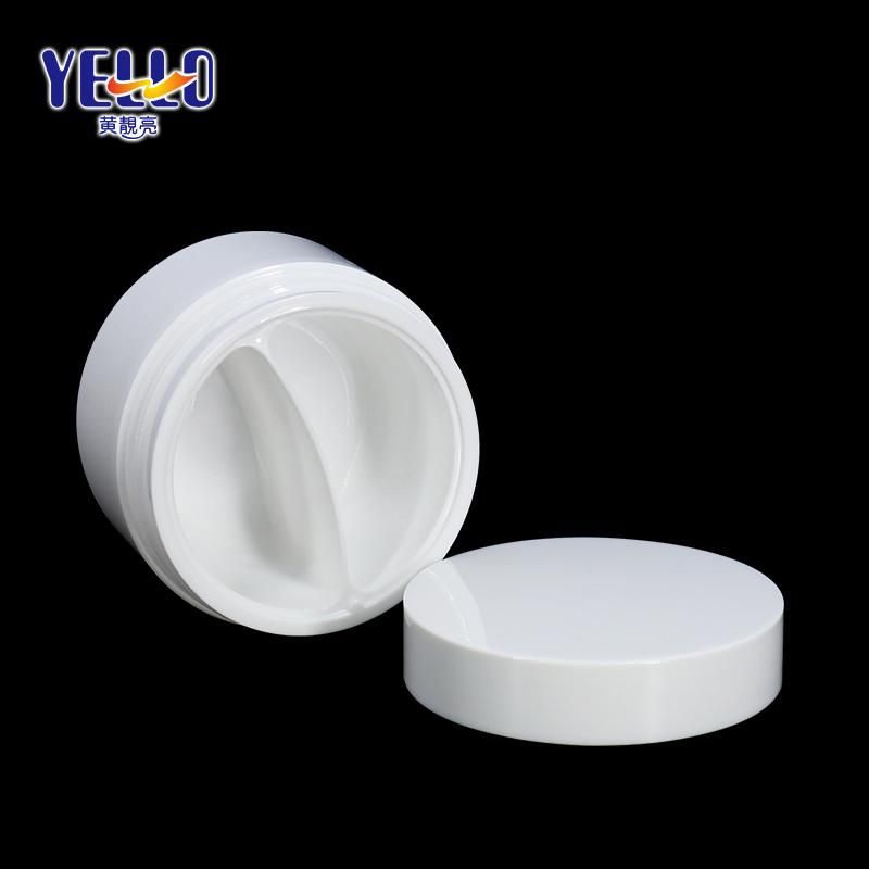 White Empty PP Plastic Dual Chamber Cosmetic Jar for Cream