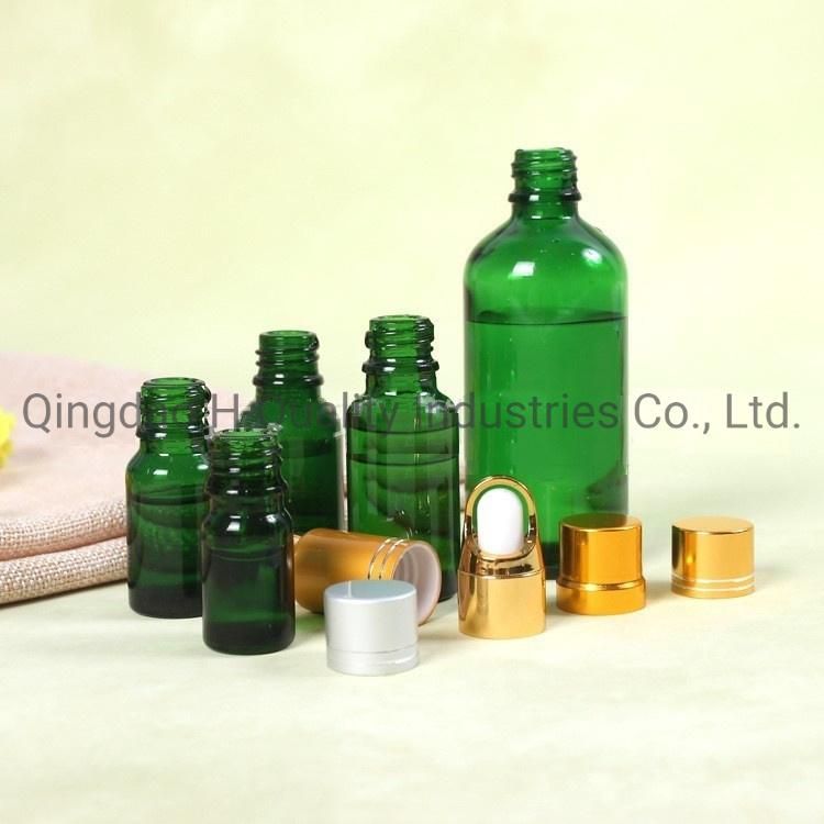 Essential Oil Green Glass Bottles with Screw Caps
