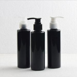 150ml Pet Plastic Flat Shoulder Shiny Black Color Cosmetic Shampoo Lotion Pump Bottle
