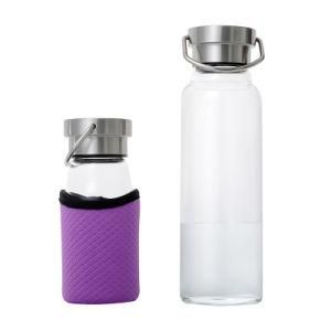 Flint Glass Water Bottles with Custom Design Printing and Insulated Cloth Drinking Glassware Supplier