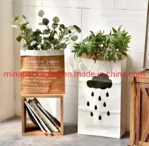 Spot Ins Paper Bag Leather Storage Mini Paper Bag Double Thick Nordic Style Paper Bag Vase for Flowers Plants Grass