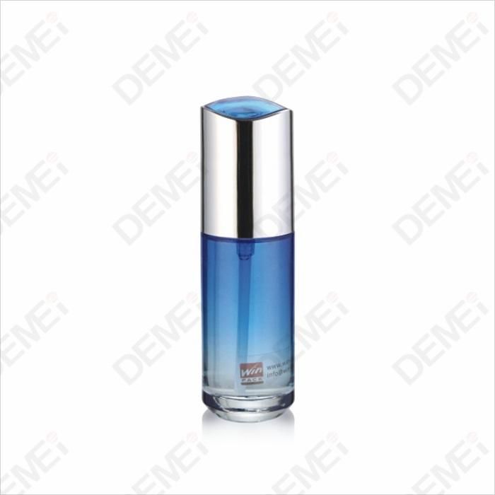 Demei 40/100/120ml 30/50g Cosmetic Skin Care Packaging Coating Blue Toner Lotion Glass Bottle and Cream Jar Series with Speical Shape Cap