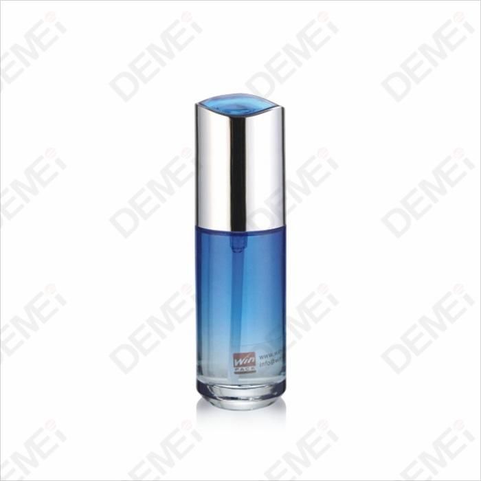 Demei 40/100/120ml 30/50g Cosmetic Skin Care Packaging Coating Blue Toner Lotion Glass Bottle and Cream Jar Series with Speical Shape Cap