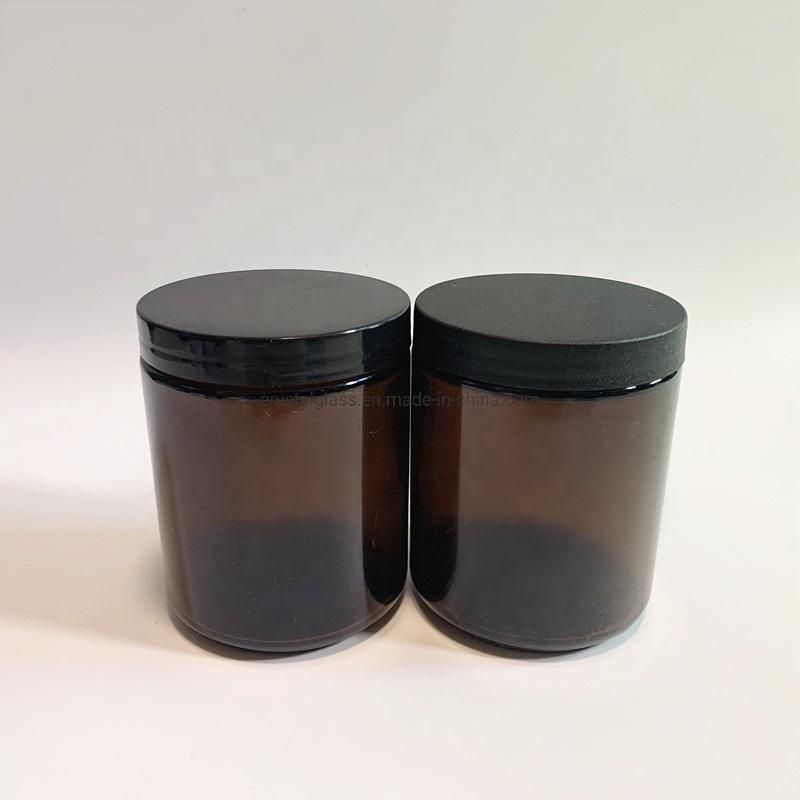 120ml Amber or Transparent Color Straight Side Flint Round Cosmetic Packaging Glass Jar