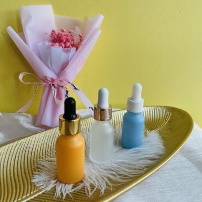20ml Shiny Pearl White Skincare Glass Bottle with Plastic Dropper for Essential Oil and Serum