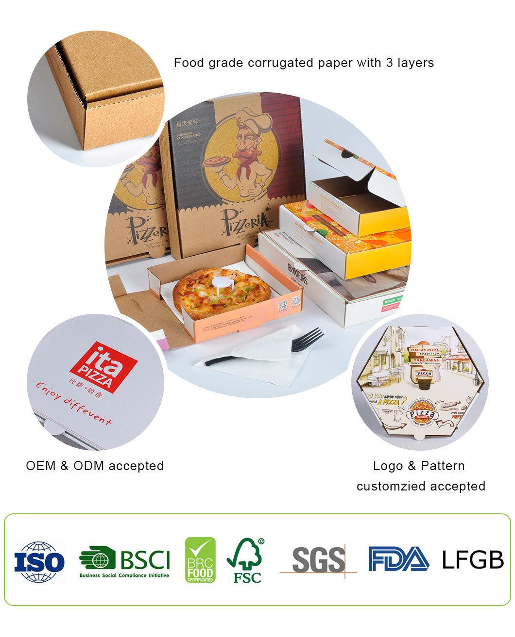 Eco-Friendly Biodegradable Customized 3-Layers Corrugated Pizza Box