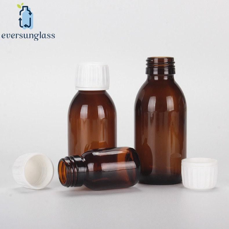 Hot Selling Empty Amber Pharmaceutical Medical Glass Boston Round Bottle