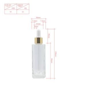 55ml Round Glass Bottles Cosmetic Packagings Essential Skincare Dispenser Dropper