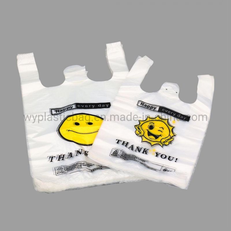 White High Density Vest Style Carrier Bag, Cheap and Cheerful White HD Carrier Bag, Transparent Perforated Plastic Return Bags for Plastic Packaging with Handle