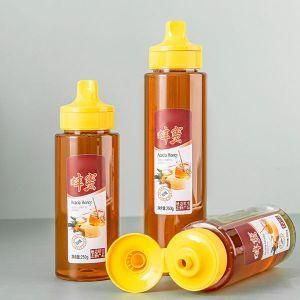 Empty 340g 500g Thick Clear Plastic Pet Honey Squeeze Bottle for Bee Honey Custom Logo