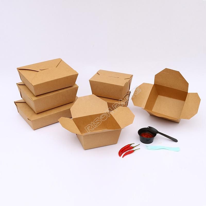 Disposable Takeaway Food Kraft Paper Container Fast Food Package Box