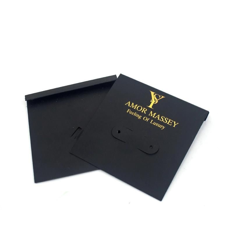 Custom Golden Stamp Foil Logo Print Black PVC Earring Card, Jewelry Display Card
