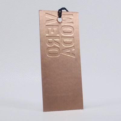 Luxury Design 1mm Embossed Rose Gold Paper Hang Tag for Famous Brand