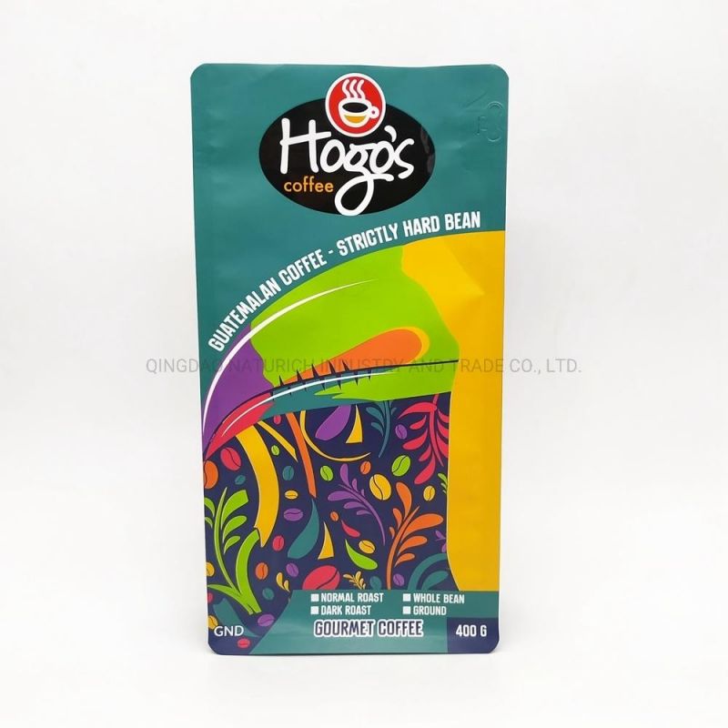 Custom Printing Laminated Quad Seal Zip Lock Biodegradable Plastic Packaging Pouch Bag for Food Packing Bag