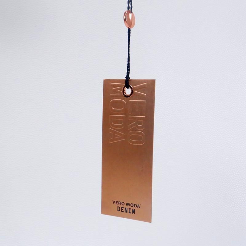 Luxury Design 1mm Embossed Rose Gold Paper Hang Tag for Famous Brand