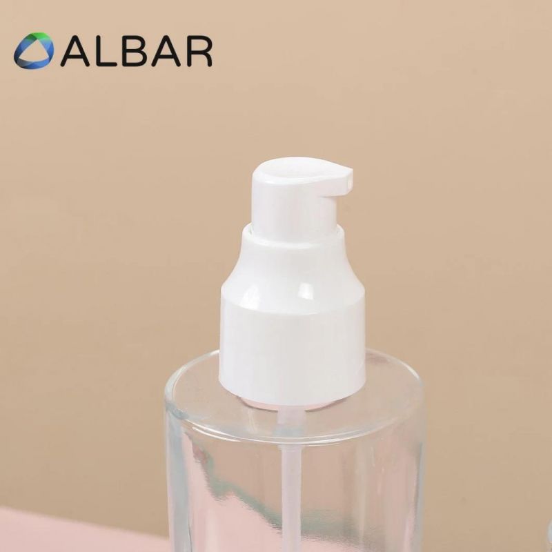 Transparent Round Clear Cosmetics Glass Bottles with Customized Black Caps