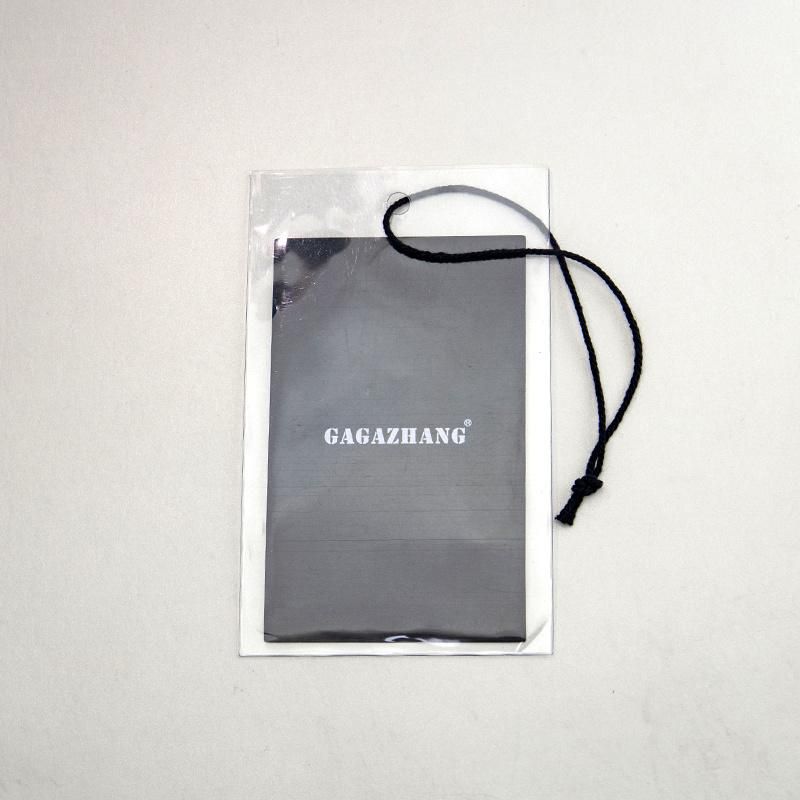 Set String PVC Bag Printed Black Hang Tag Without Eyelet