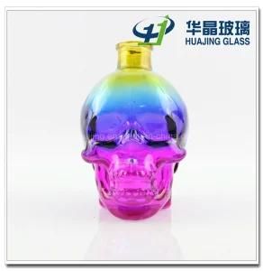 12oz Colored Skull Shape Glass Liquor Bottle