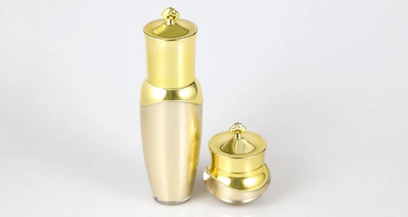 Manufacturer Low Price Luxury Golden 15g Empty Acrylic Jar with Gold Lid for Cosmetic Packaging