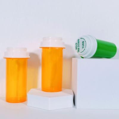 Child Resistant Click Thumb Tap Vial PP Plastic Pill Container Medicine Bottles Pharmacy Prescription Vials with Smell Proof Lid