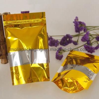 Gold Color with Window Stand up Smell Proof Mylar Bag 1oz