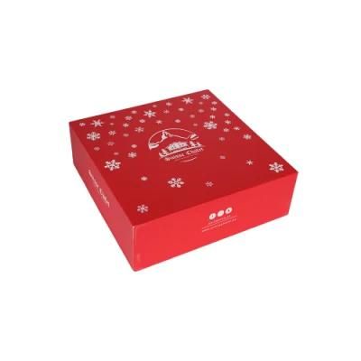 New Year Red Paper Gift Box with Snow Decoration for Sale