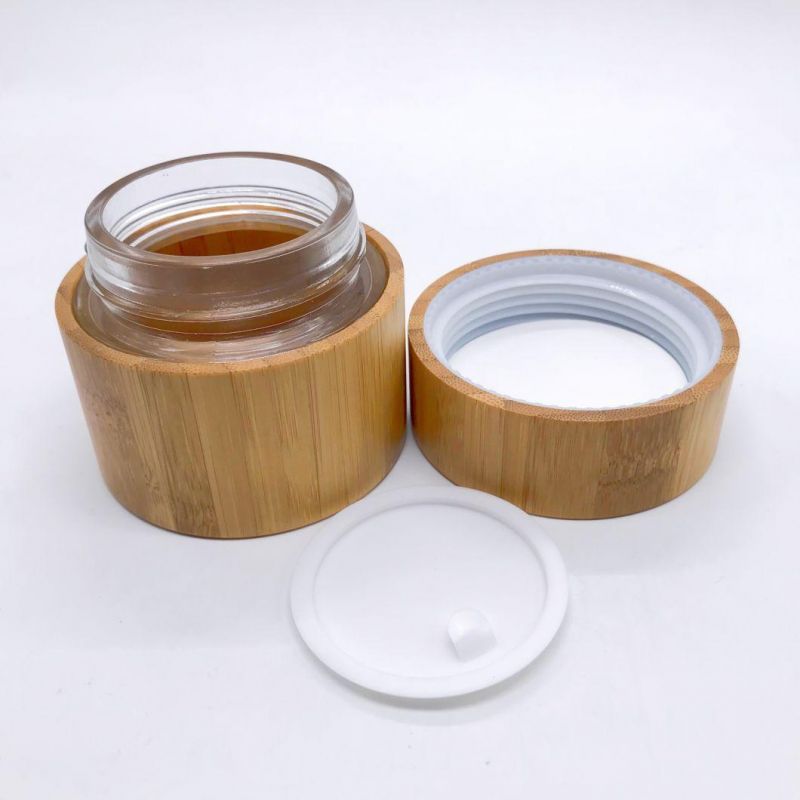 Cosmetic Container Bamboo Cream Jar for Travel Balms Oils Powders