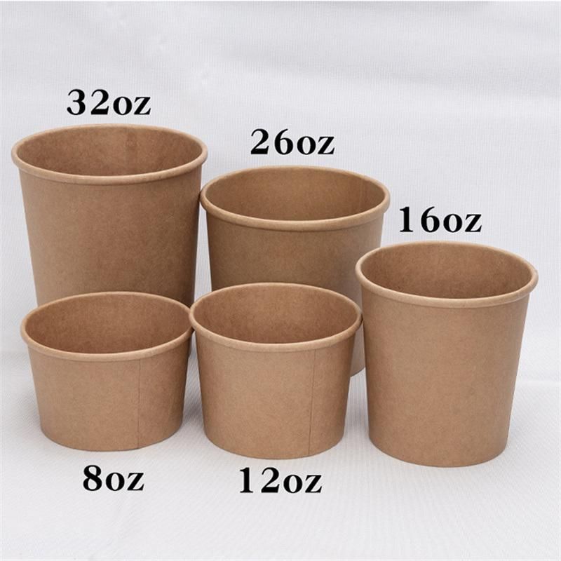 12oz/16oz/32oz Brown Kraft Paper Food Cup Disposable Take out to-Go Containers