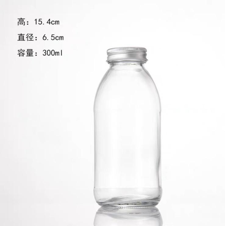 16 Oz 500ml Empty Clear Round Glass Cold Brew Coffee Juice Milk Tea Bottles with Metal Screw Caps
