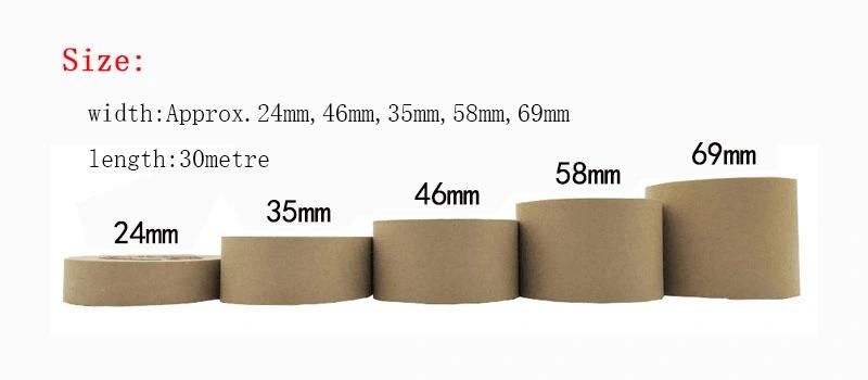 Whole Sale Free Samples Reinforced Water Activate Tape Custom Logo Printed Brown Kraft Paper Gummed Packaging Tape