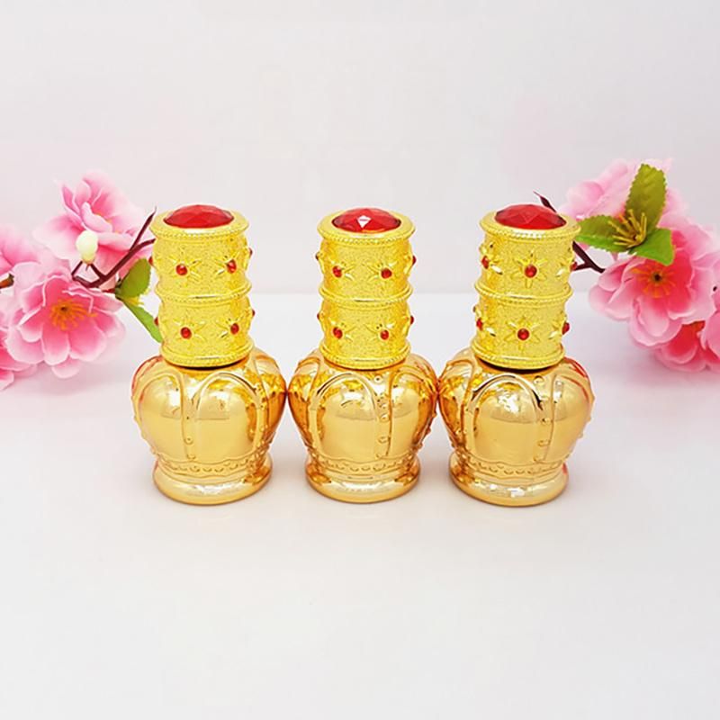 in Stock Ready to Ship 30ml Fancy Golden Zinc Alloy Cap Attar Oud Oil Crystal Glass Perfume Bottle Fragrance Bottle