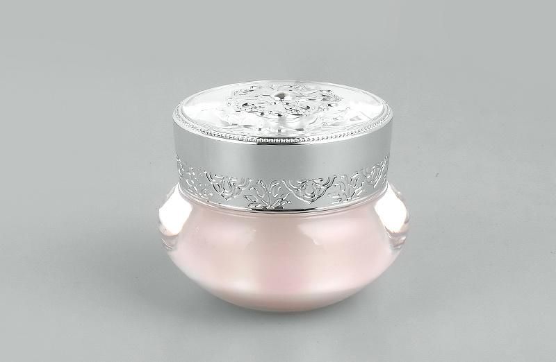 Pink Luxury Empty Skincare Acrylic Jar with Silver Lid Plastic Containers for Cosmetics Cream