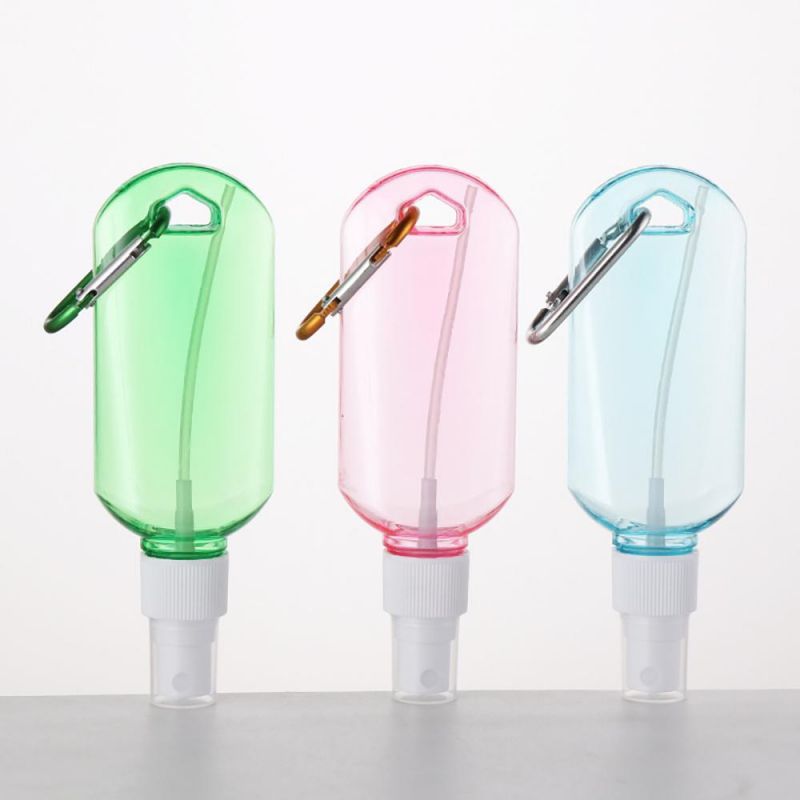 Wholesale 30ml 50ml 60ml Plastic Spray Hook Sanitizer Bottle with Hook Keychain