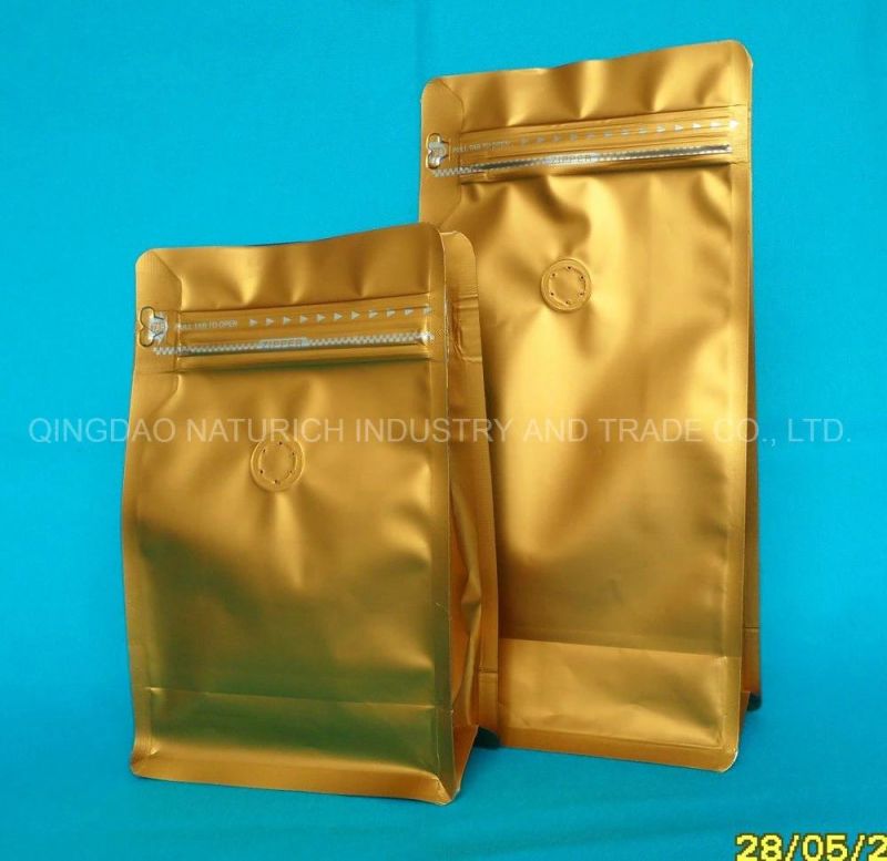 250g Coffee Flat Bottom Coffee Bag with Valve and Zipper