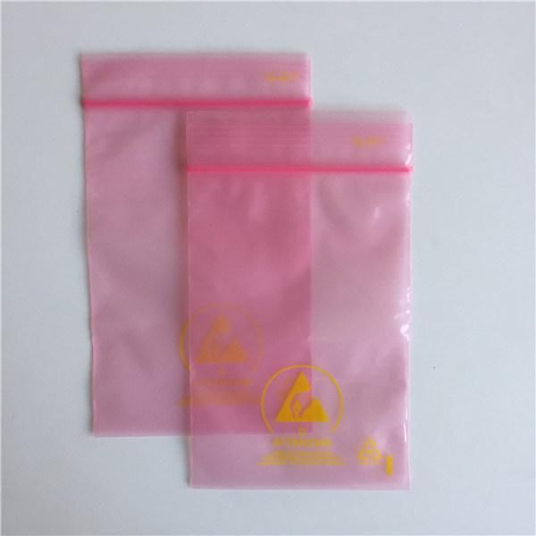 Wholesale Reclosable 4mil Pretty Thick Poly PE Plastic Custom Grip Seal Zip Lock Bag Anti Static Pink Bags Zipper