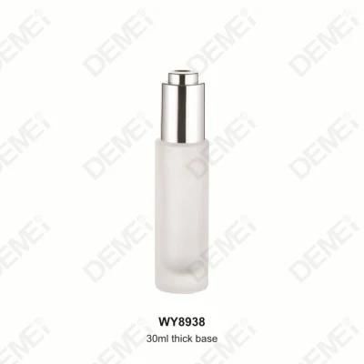 30ml Clear Frosted Slim Straight Round Glass Dropper Essential Oil Bottle with Silver Press Button Pipette Dropper