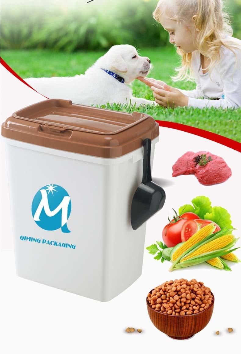 Plastic Dog Food Bucket Bin Container Dog Cat Food Storage Container Pet Food Barrel