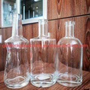 Custom Vodka/Whisky/Brandy/Gin/Rum/Tequlia Glass Liquor Bottle Round Clear Glass Bottle