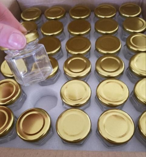 Wholesale Hexagonal Large Capacity Glass Jar for Food Honey Storage with Metal Lid