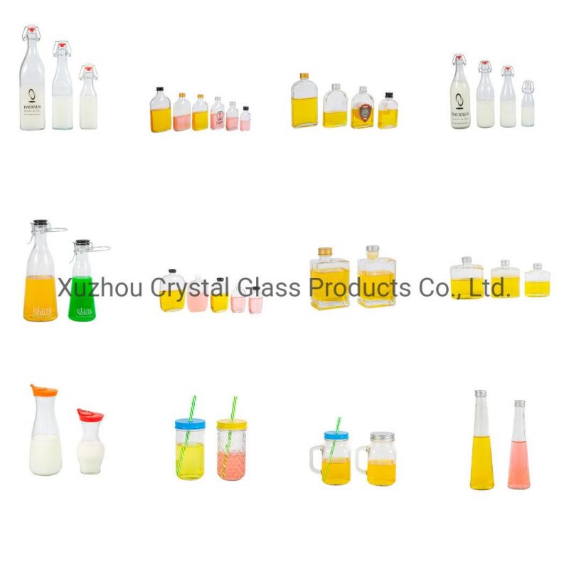 Large 1000ml Round Empty Juice Beverage Fruit Milk Glass Bottle with Metal Cap