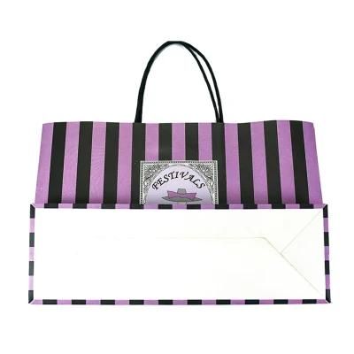 Handmade Custom Logo Printed Purple Streak Kraft Paper Bag