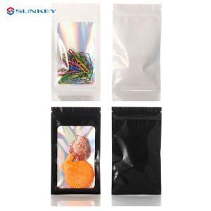 Rainbow Luxury Mini Packaging Bag Front Clear Hologram Mylar Zip Lock Bags Makeup Cream Spice Packet