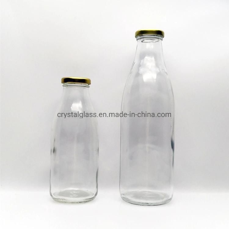 200ml/250ml 300ml 500ml 1L Milk Glass Bottle Mini Glass Milk Bottle with Cap Wholesale